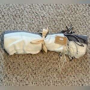 Mud Pie Acrylic Gray Stripe Throw Blanket.